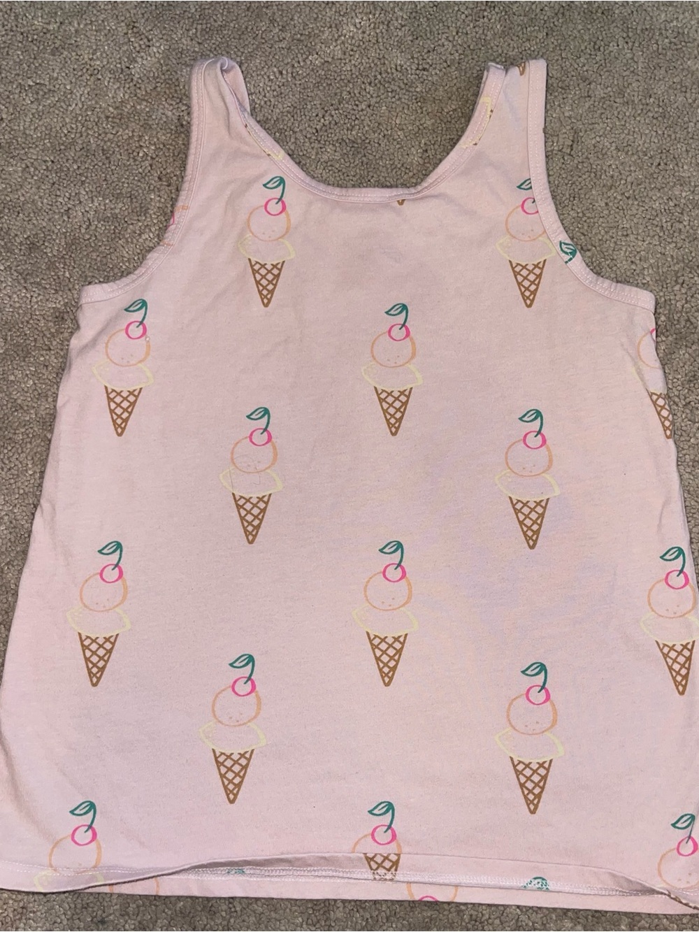 Girl’s Cat&Jack Pink Ice Cream Graphic Tank Top | Size Large (10/12)